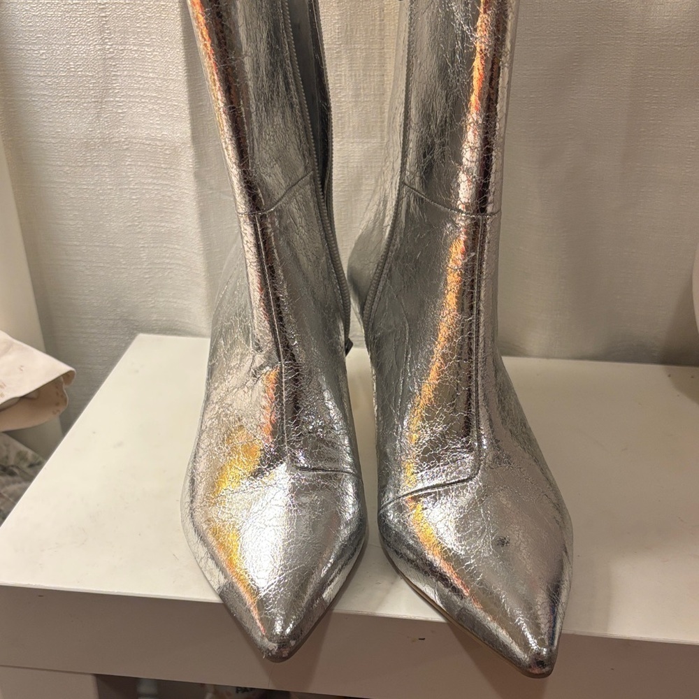 Dolce Vita Shiny Silver Heeled Boots